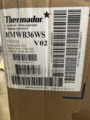 Thermador HMWB36WS 36In Wall Mount Smart Range Hood with 4-Speed/600 CFM Blower.