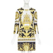VERSACE Signature Baroque Cherub Medusa printed viscose shift dress IT38 XS