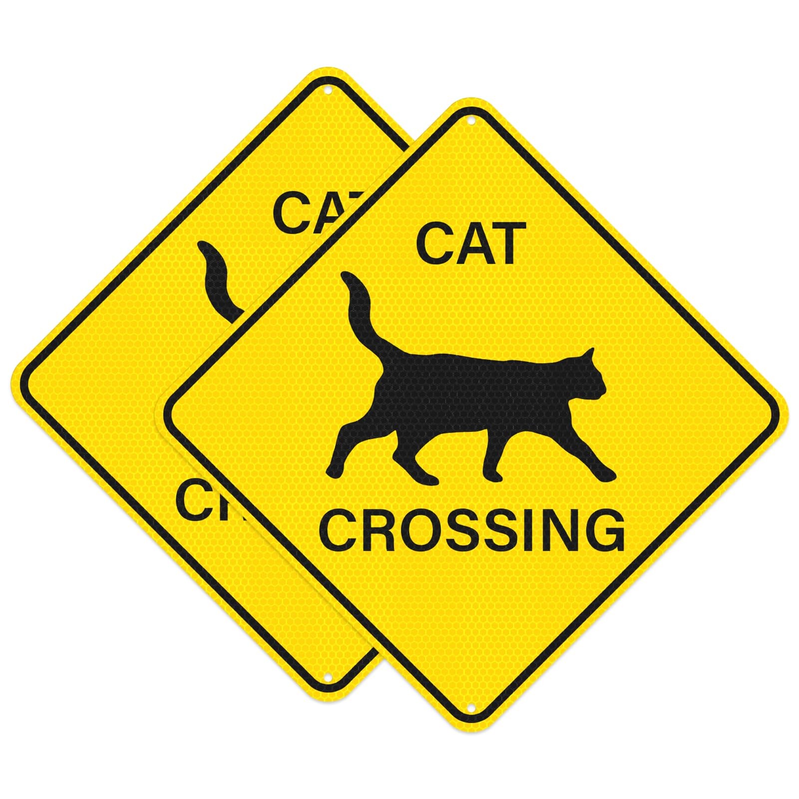 Anobell 2 Pack Cat Crossing Sign 12" x Engineer Grade x 12", Yellow