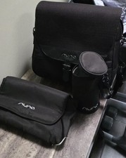 Nuna Black Messenger Baby Diaper Bag w/ Changing Pad, Adjustable Strap