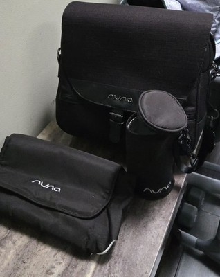 Nuna Black Messenger Baby Diaper Bag w/ Changing Pad, Adjustable Strap