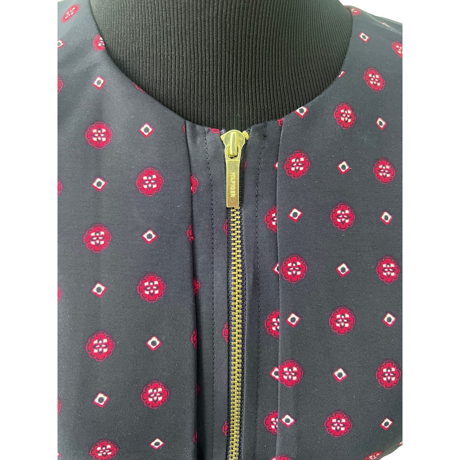 Tommy Hilfiger A-line Dress Navy  with Red Design Gold Front Zipper Size 0- NEW thumbnail 8