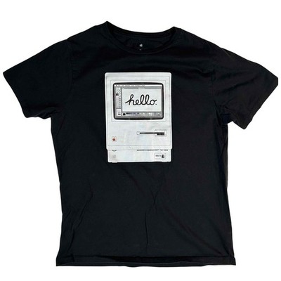 Apple Macintosh Hello Retro Graphic T-Shirt Mens Medium Black Insanely Great