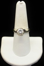 Sterling Silver Sparkling Clear Gem Ring SZ 8.25 FMD506