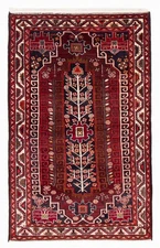 Vintage Dark Red Traditional 4'9" x 7'5" Hand-Knotted Oriental Wool Area Rug