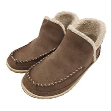 LL Bean Shoes Womens 8 Brown Suede Shearling Sherpa Mountain Slipper Boots Moc