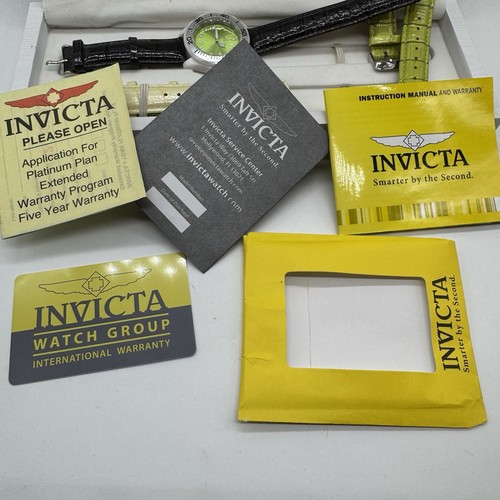 Invicta Tritnite Night Glow White Ceramic Watch w Box and 3 Leather Bands - Picture 11 of 15