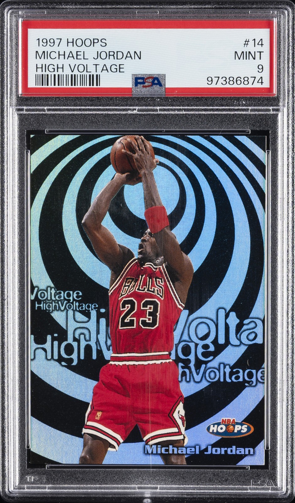 1997 HOOPS HIGH VOLTAGE #14 MICHAEL JORDAN PSA 9