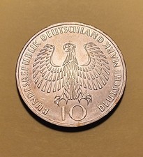 1972-J 10 Deutsche Mark, XX Olympiad Munich, .625 Fine Silver (ASW=.3115 oz.)