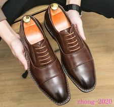 British Men's Lace Up Faux Leather Non-slip Shoes Business Dress Oxfords Outdoor