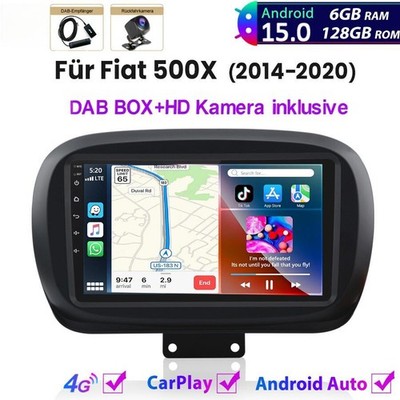 6+128GB CAM 4G Für Fiat 500X 2014-2020 Carplay Android Autoradio GPS NAVI DAB+