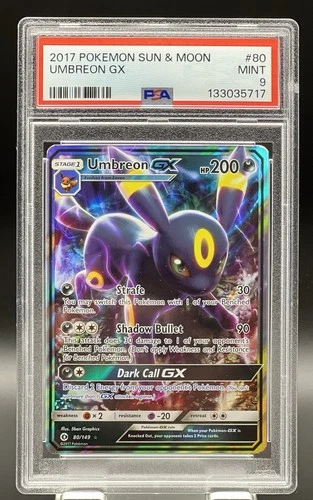 2017 Pokemon Umbreon GX 80/149 Holo Ultra Rare Full Art Sun & Moon PSA 9 MINT