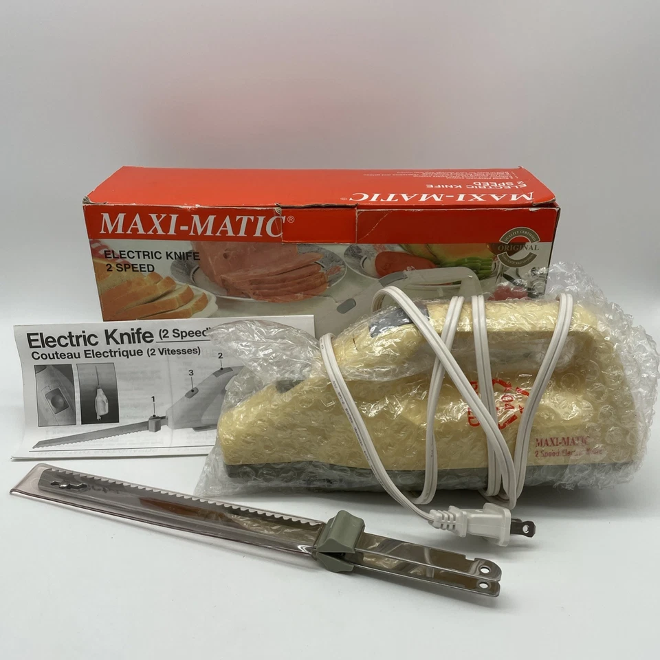Cuchillo Eléctrico Maxi-Matic Vintage 2 Velocidades TS-367 Herramienta de Cocina Retro Amarillo NUEVO Foto 2 de 4