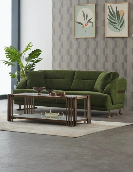 Polstersofa Dreisitzer Sofa 3 Sitzer Stoffsofa Couch GrüN Luxus Sofas-image