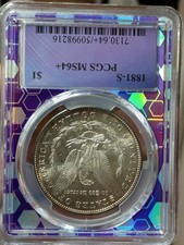 "NGC MS64+" 1881-S 1$ Morgan Silver Dollar Natural Light Toning BEAUTIFUL Coin!