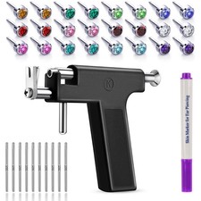 Reusable Ear Piercing Gun Kit w/ Stainless Steel Studs Nose Lip Tool Set