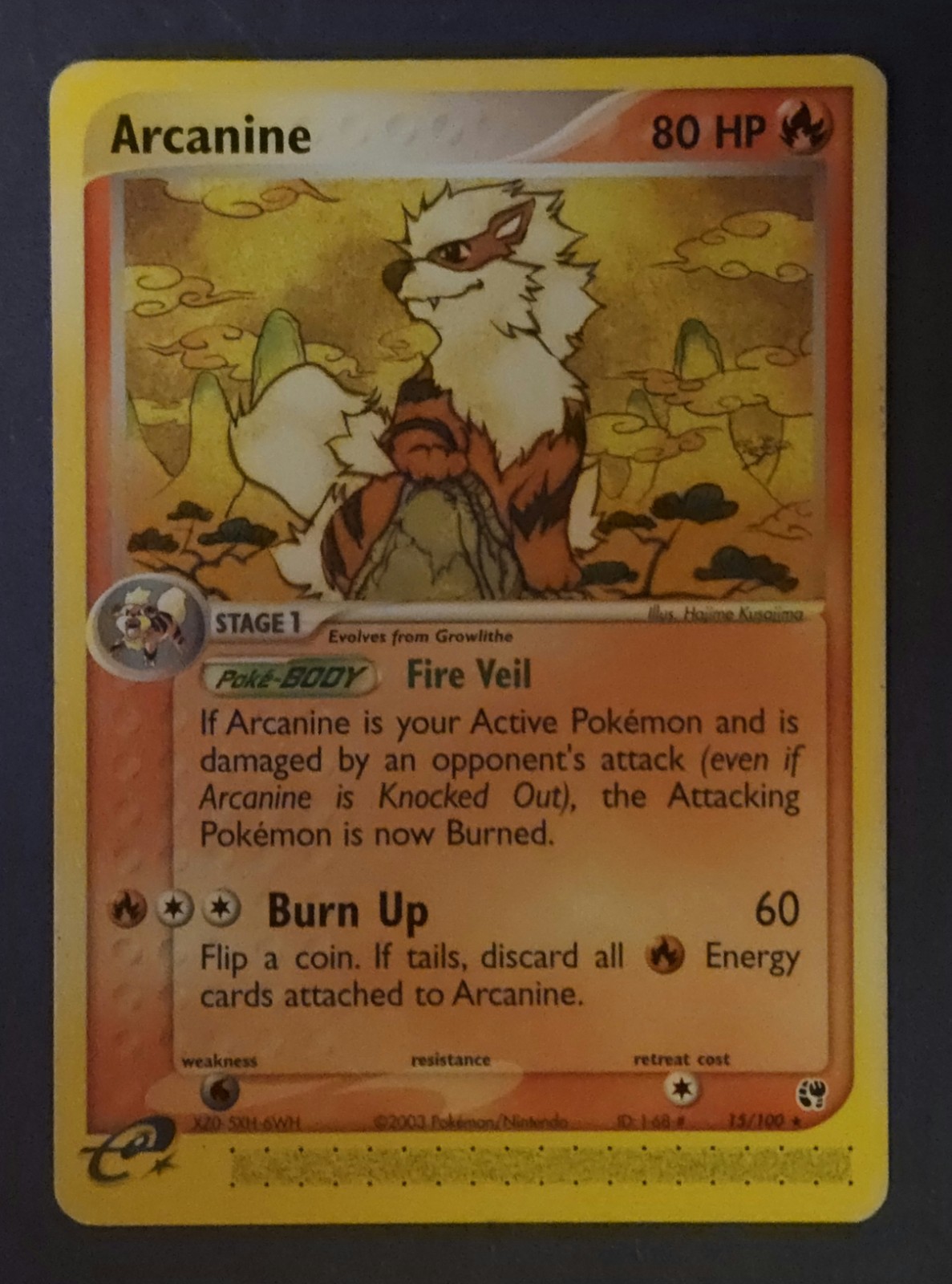 Pokemon Arcanine, EX Sandstorm, 15/100