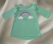 Lightening Bug Toddler Girl Size 2t  Green/Pink Rainbow Flutter Sleeve Top VGC