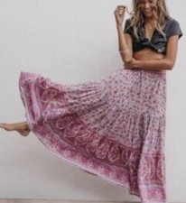 Spell & The Gypsy Jasmine Maxi Skirt Size L Large Pink Lilac Floral Design Boho