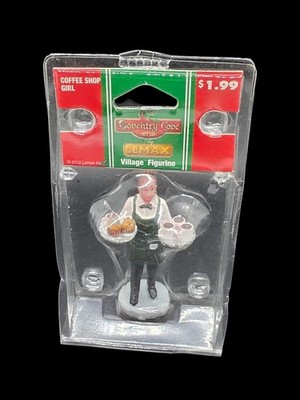 Lemax Coffee Shop Girl #22037 New In Open Package Very Rare HTF Tray Muffins 