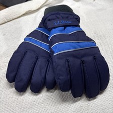 NEW LL Bean Kids Wintry Mix Waterproof Gloves Blue Thinsulate Medium Warm 505697