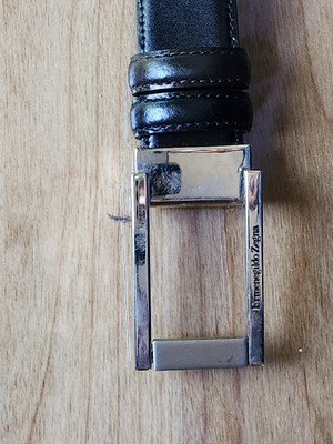 Zegna Men's Size 38 Black Reversible Leather Belt New