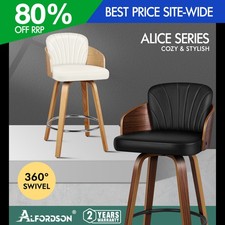 ALFORDSON 2x/4x Swivel Bar Stools Alice Kitchen Wooden Dining Chair Black