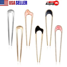 6 PCS Metal U Shaped Hair Pin Stick French Hair Pin Vintage Metal Hair Fork Eleg