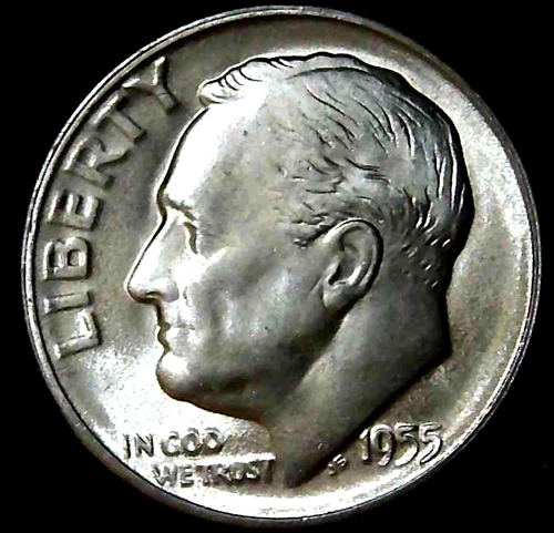 1955-S 10C Roosevelt Dime BU 90% Silver 26owt0223-3