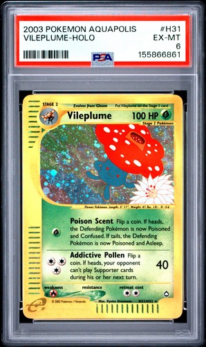 2003 POKEMON AQUAPOLIS #H31 VILEPLUME-HOLO PSA 6