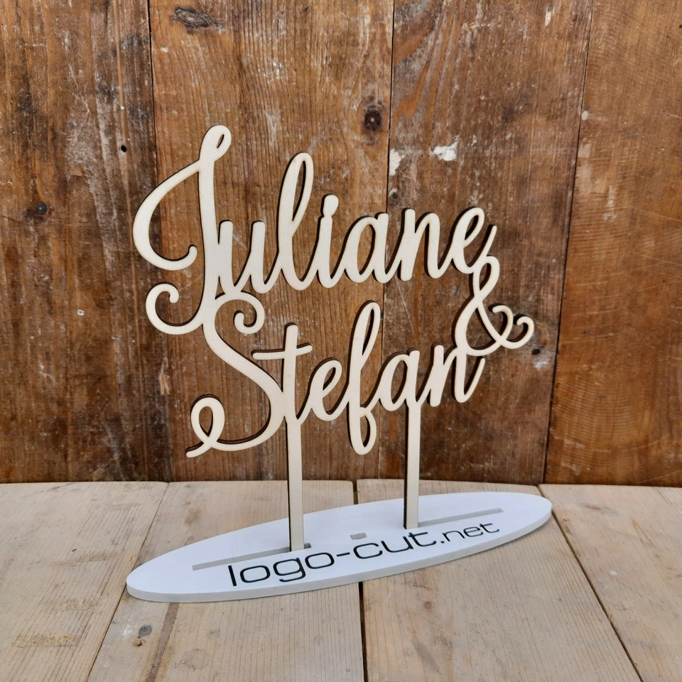 Holz Cake Topper Hochzeit personalisiert V14, Kuchenstecker - Bild 3 von 4
