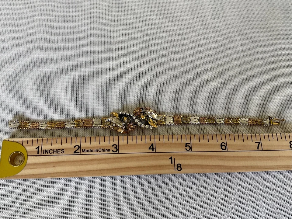 Pulsera MILOR ITALY 925 Plata de Ley Tricolor Riccio Circonita cúbica Vintage Estate Foto 4 de 4