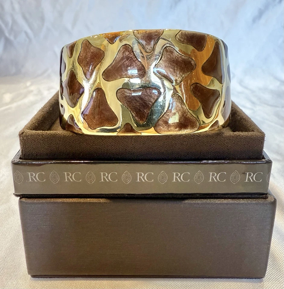 MAGNIFICENT ROBERTO COIN 18K ENAMELED GOLD GIRAFFE DESIGN BRACELET W BOX - Image 2 of 4