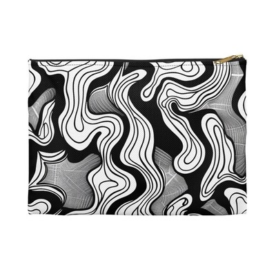 Black and White Abstract Pattern Pouch, Makeup Bag, Pencil Case, Zipper Purse