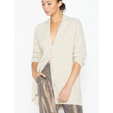 Brochu Walker Jenny Cardigan Large Macaroon Melange Cream Wool Cashmere