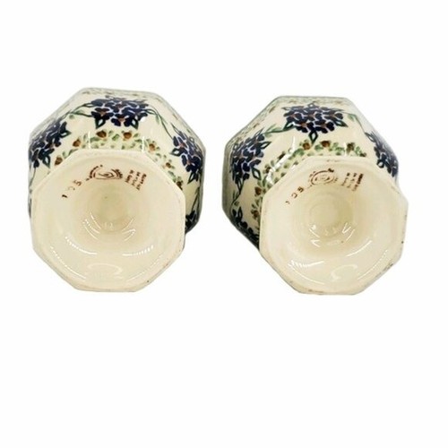 Manufaktura Bolelawiec Polish Art Pottery 2 Pedestal Compotes Hand Painted #105 - Picture 5 of 7
