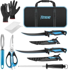 Fillet Knife Kit, 9" & 7" Fillet Knives, 12" Honing Rod, Corrosion-resistant 