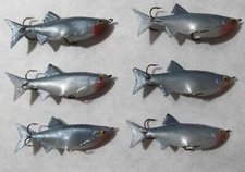 6-PACK RUBBER MINNOW FISHING LURES 2.5" WITH TREBLE/ BELLY HOOKS HIGH QUALITY 