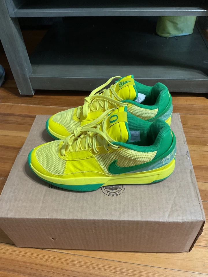 Nike Oregon Ducks Ja Morant 1 Equipo Emitido PE Talla 11.5 Amarillo Verde Nueva Muestra Foto 4 de 4