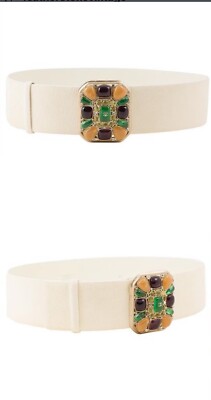White Suede Chanel Gripoix Pate De Verre Belt Year 2008  display picture 1