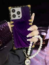 Rectangle Case For iPhone 15 Pro Max 14 13 12 11 Fashion Love Velvet Women Cover