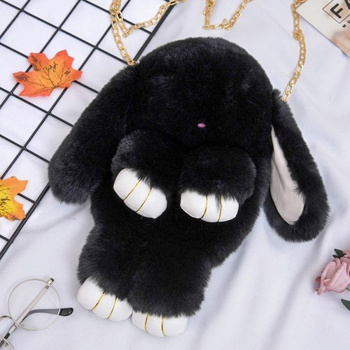 Plush Tote Bag Handbags Adjustable Crossbody Bag Shoulder Bag Rabbit Bag Chain - Picture 13 of 22