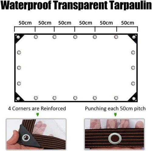 Wasserdichte Transparente Plane mit Ösen Schutzplane Anlage Folie Klare Garten ~ - Bild 27 von 85