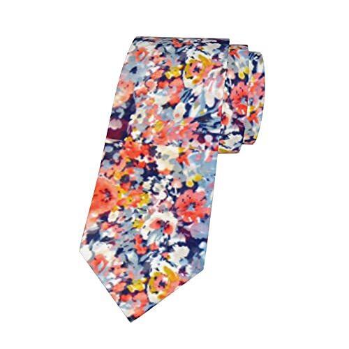 Mens Tie Watercolor Floral Necktie,Fun Floral Flower Print Woven Slim Neck - Picture 4 of 7