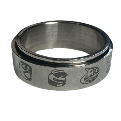 Pepe Emote Twitch / Streaming Spinning Fidget Stainless Steel Ring Size 10