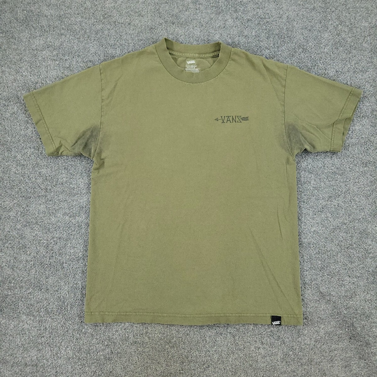 Vans Shirt Men Medium Olive Green Graphic Tee Crew Neck