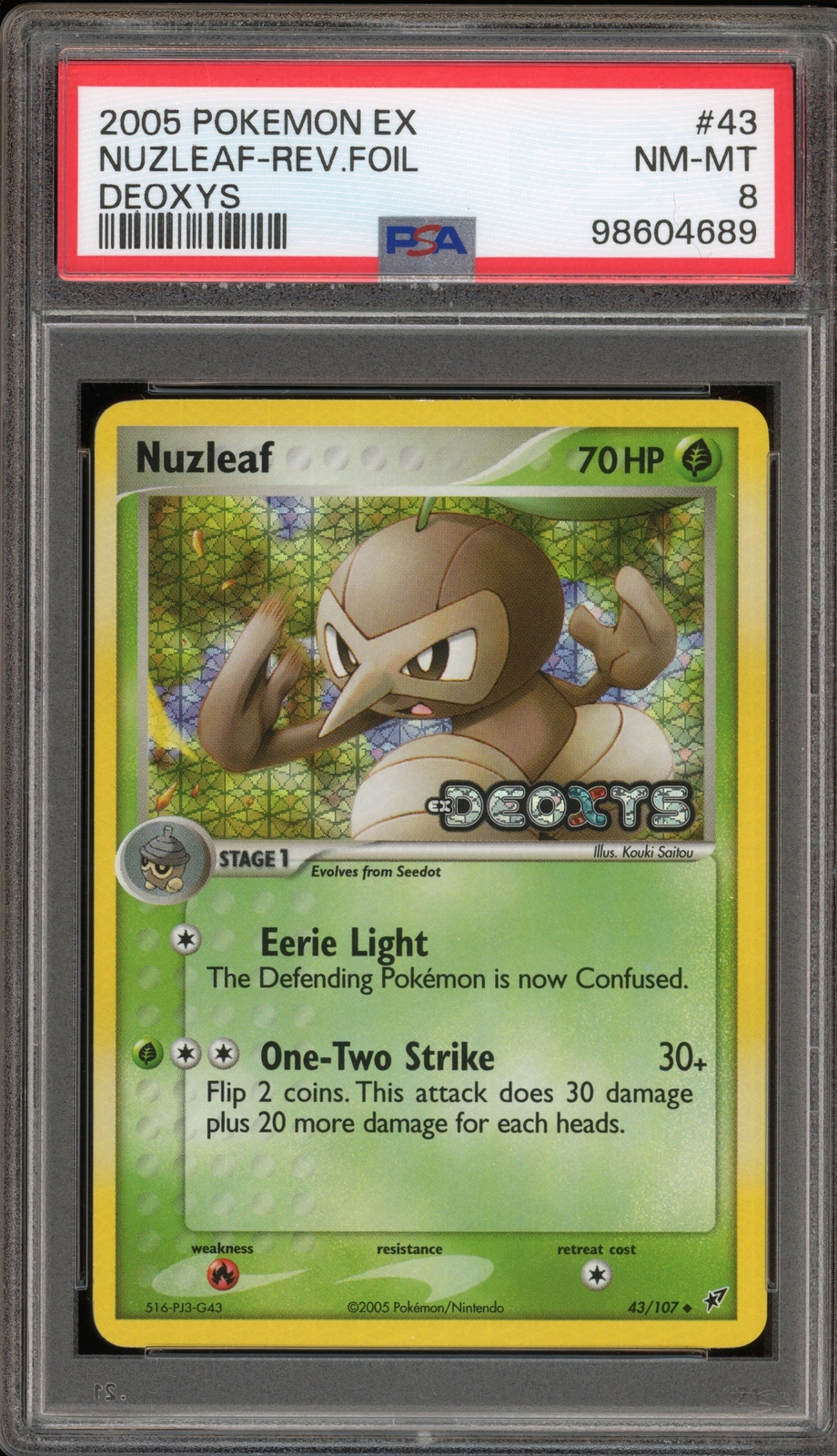 Pokemon Nuzleaf EX Deoxys Reverse Holo #43 PSA 8