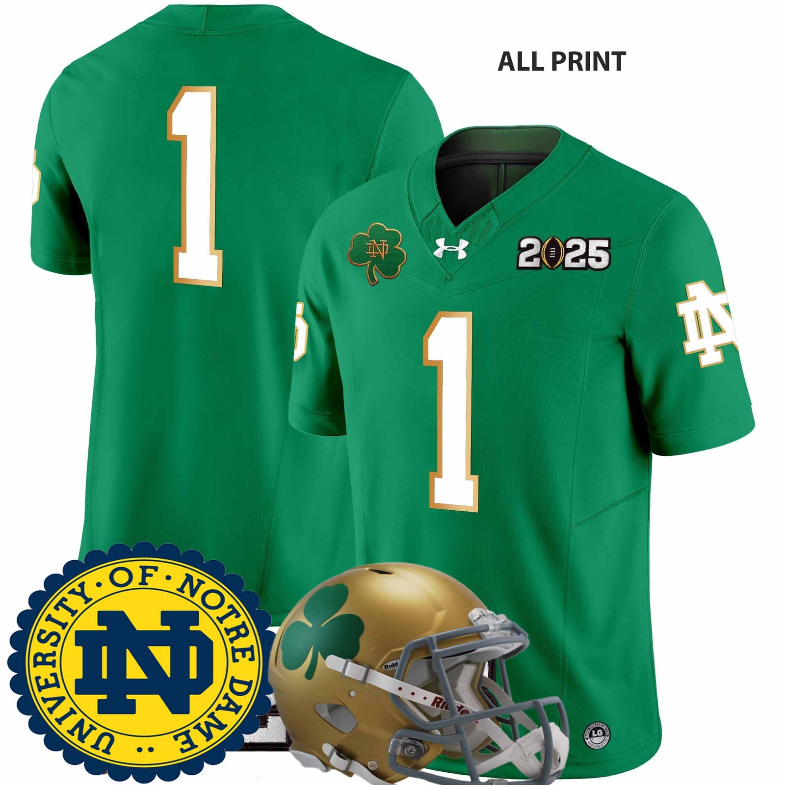 NotrexDame FightingxIrish #1 Team 2025CFP Final Football Jersey–All Print