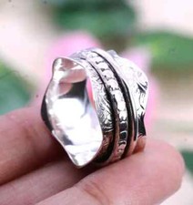925 Silver Ring, Wide Band Ring, Spinner Meditation Ring, Thumb Ring, ,All size