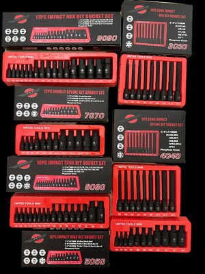 IMPACT SECHSKANT & TORX & Splines Ribes BIT STECKSCHLÜSSELSATZ lang flach 1/4'' 3/8'' 1/2'' dr